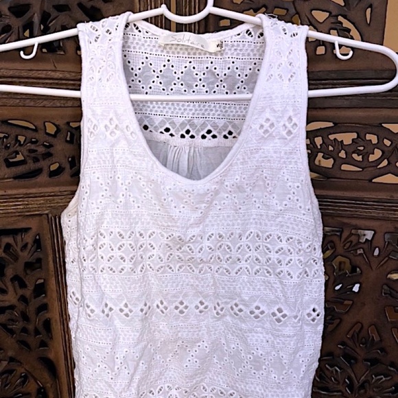 SOLITAIRE WHITE KNIT PATTERN TANK TOP MEDIUM - Picture 1 of 4